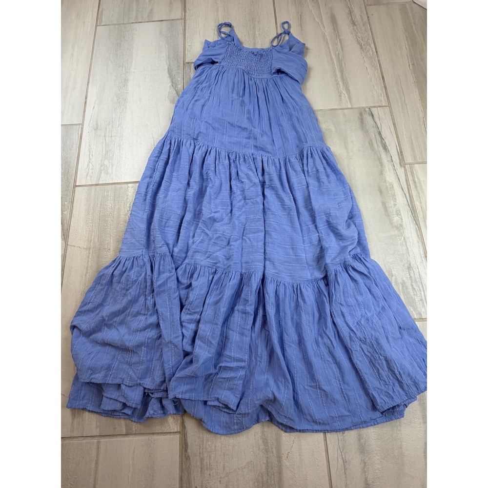 Haute Hippie Style Blue Tiered Maxi Dress Smocked Back Boho Size S 1274703 - Picture 7 of 10